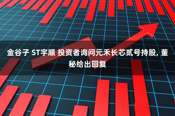 金谷子 ST宇顺 投资者询问元禾长芯贰号持股, 董秘给出回复